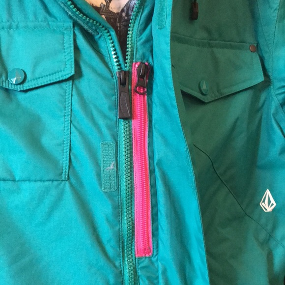 Volcom Blue Green Thermonite Snowboarding Skiing Jacket Size Extra Small - Picture 10 of 14